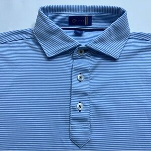 Stitch Golf Polo Shirt Mens Size Small Performance Blue Striped Stretch